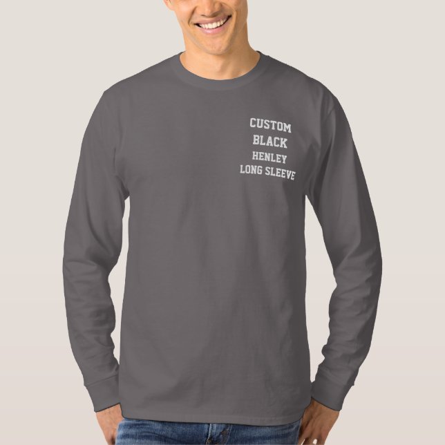 Custom DARK GRAY HENLEY LONG SLEEVE T - SHIRT (Vorderseite)