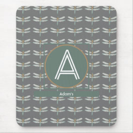 CUSTOM DARK GRAY TRENDY DRAGONFLY MOUSEPAD