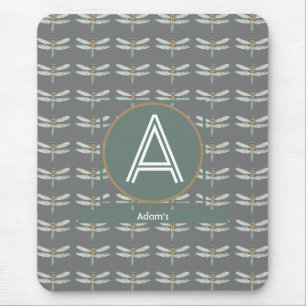 CUSTOM DARK GRAY TRENDY DRAGONFLY MOUSEPAD