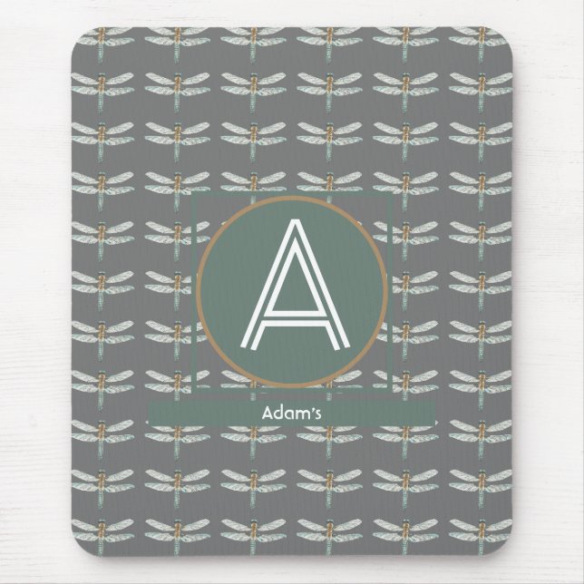 CUSTOM DARK GRAY TRENDY DRAGONFLY MOUSEPAD (Vorne)
