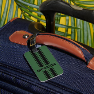 Custom Dark Green Black Auto Race Sport Stripes Gepäckanhänger