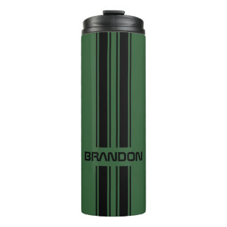 Custom Dark Green Black Auto Race Sport Stripes Thermosbecher