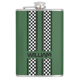 Custom Dark Green & Black Race Sport Strip Flachmann