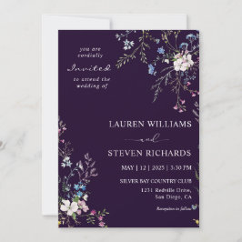 Custom Dark Navy Blue White Blossom Hochzeit Einladung