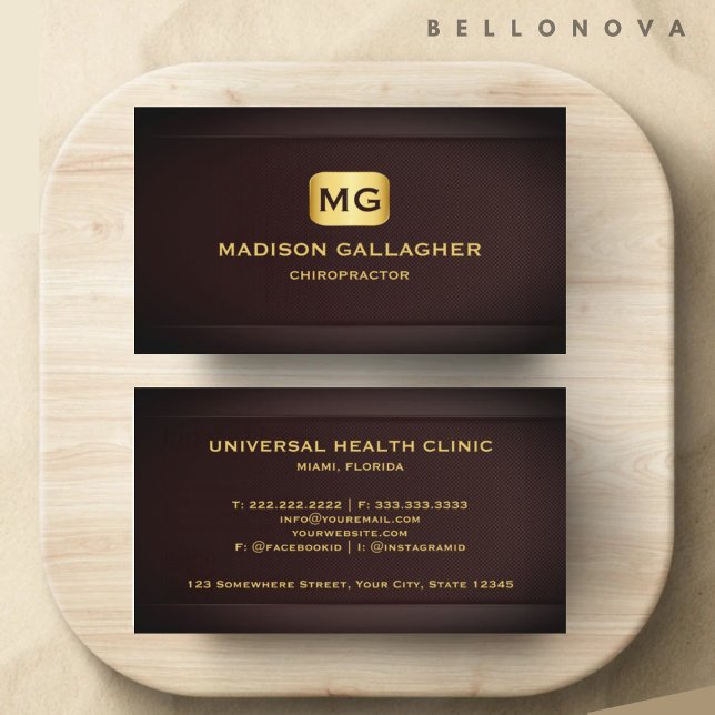 Custom Dark Red Maroon Gold Healthcare Visitenkarte (Custom Dark Red Maroon Gold Healthcare Business Card)