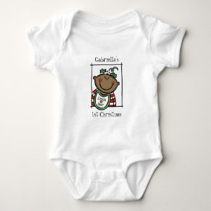Custom Dark Skin Tone Baby's First Christmas Baby Strampler