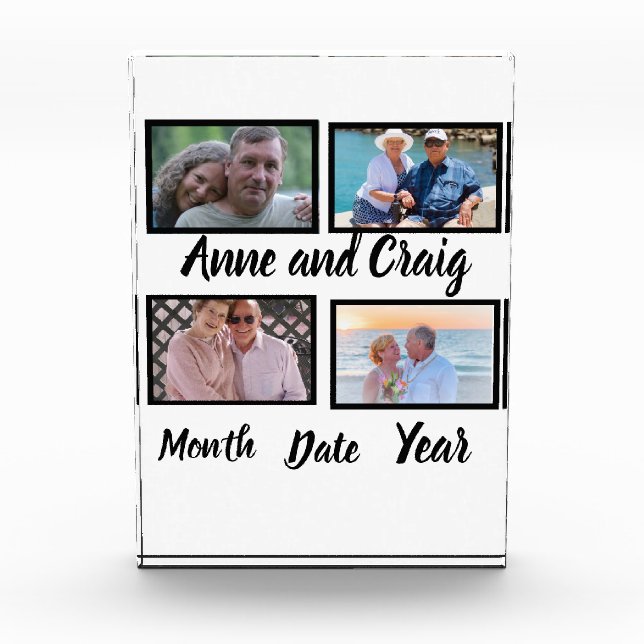Custom Date Wedding Anniversary 4 Foto Collage (Vorderseite)