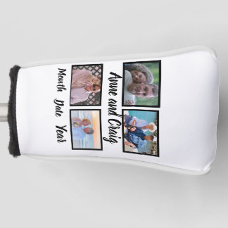 Custom Date Wedding Anniversary 4 Foto Collage Golf Headcover