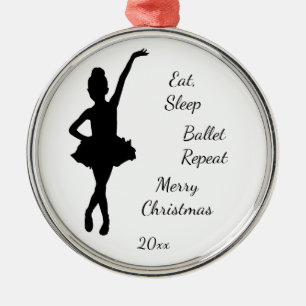 Custom Dated Christmas Eat Sleep Ballet Repeat  Ornament Aus Metall