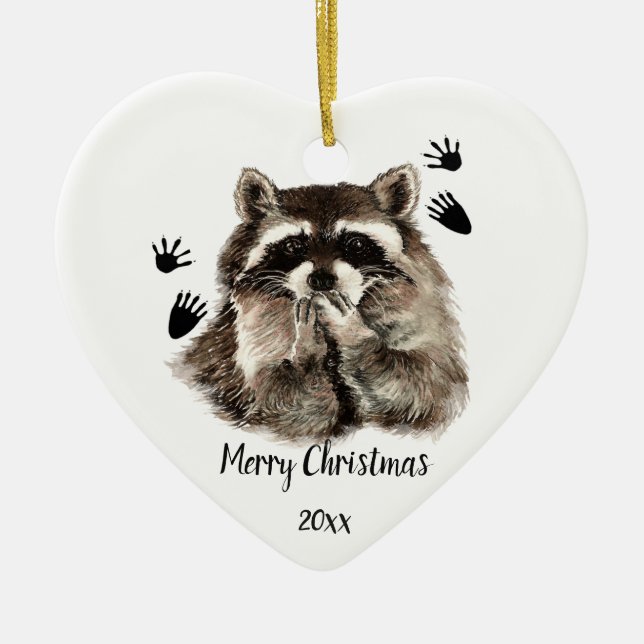 Custom Dated Raccoon Blowkisses, Liebe Tiere Keramik Ornament (Vorne)