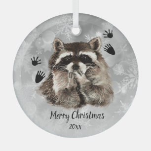 Custom Dated Raccoon Blowkisses, Liebe Tiere Ornament Aus Glas