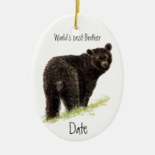 Custom Dated World's Best Brother Black Bar Keramikornament