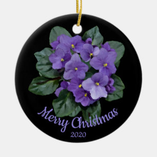 Custom Dating Christmas African Violet Blume Keramikornament