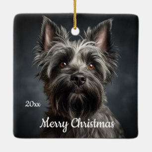 Custom Dating Christmas Cairn Terrier Dog Pet Keramikornament