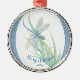 Custom Dating Christmas Dragonfly Wasserfarben Kun Ornament Aus Metall