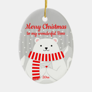 Custom Dating Christmas Polar Bear Niedlich Boss Keramik Ornament