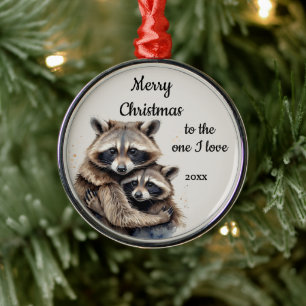 Custom Dating Christmas Raccoon One I Liebe Ornament Aus Metall