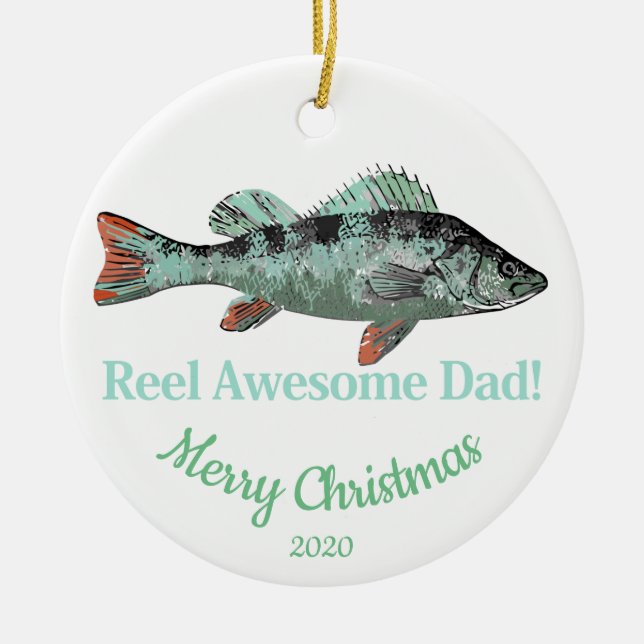 Custom Dating Christmas Reel Phantastischer Vater  Keramikornament (Vorne)