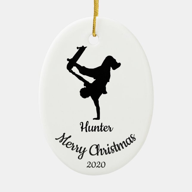 Custom Dating Christmas Skateboard Keramik Ornament (Vorne)