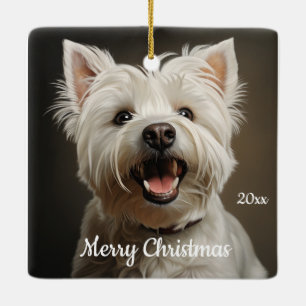 Custom Dating Christmas West Highland Terrier Keramikornament