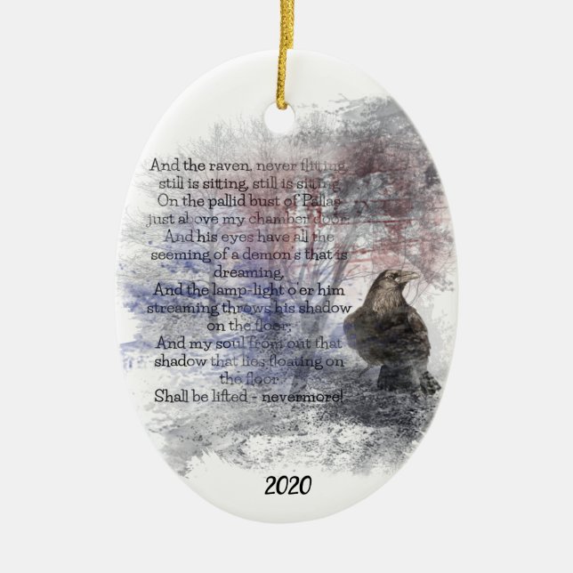 Custom Dating Edgar Allan Poe The Raven Gedicht Ar Keramikornament (Vorne)