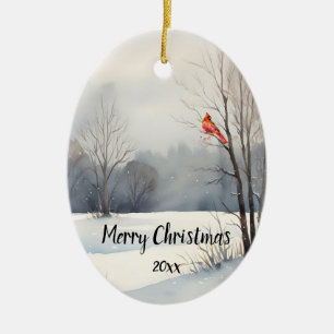 Custom Dating Kardinal Red Bird Weihnachten Keramik Ornament