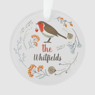 Custom Decorative Robin Botanische Weihnachten Ornament