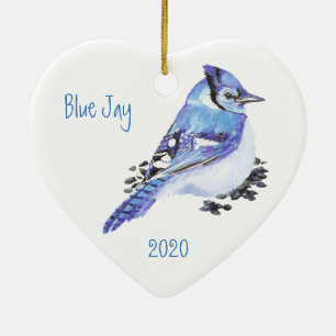 Custom Ded Blue Jay Bird Wasserfarbe Kunst Keramikornament