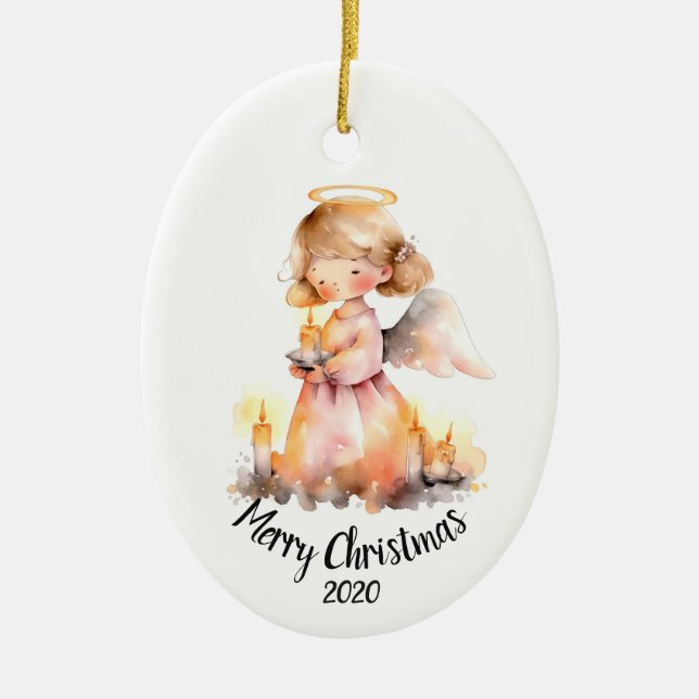 Custom Ded Vintage Weihnachtsgel Keramik Ornament (Vorne)