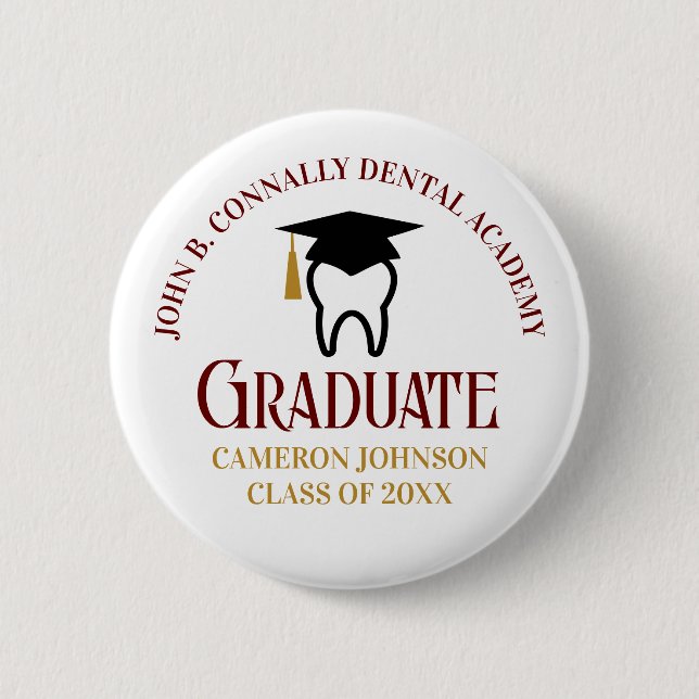Custom Dental School Abschluss Maroon Gold Button (Vorderseite)