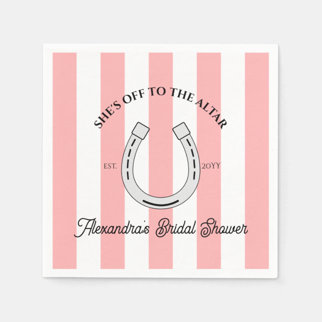 Custom Derby Dusche Rosa Cabana Streifen Horseshoe Serviette (Vorderseite)