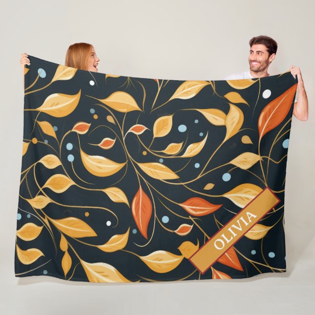 Custom Design von Fall Boho Floral Leaf Fleecedecke (Beispiel)