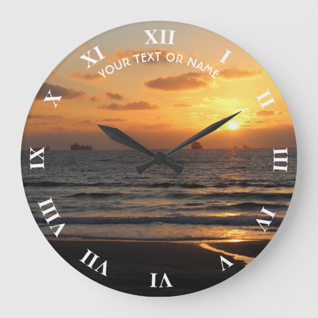 Custom Design With Your Own Foto and Your Text Große Wanduhr (Vorderseite)
