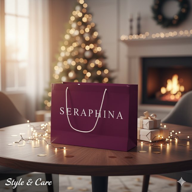 Custom Designed Name Burgundy Celebration Bag Große Geschenktüte (Custom Designed Name Burgundy Celebration Bag)