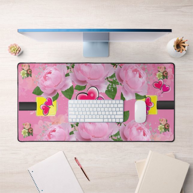 Custom Desk Mat für Salon Eigentümer Floral Girly Schreibtischunterlage (Büro 1)