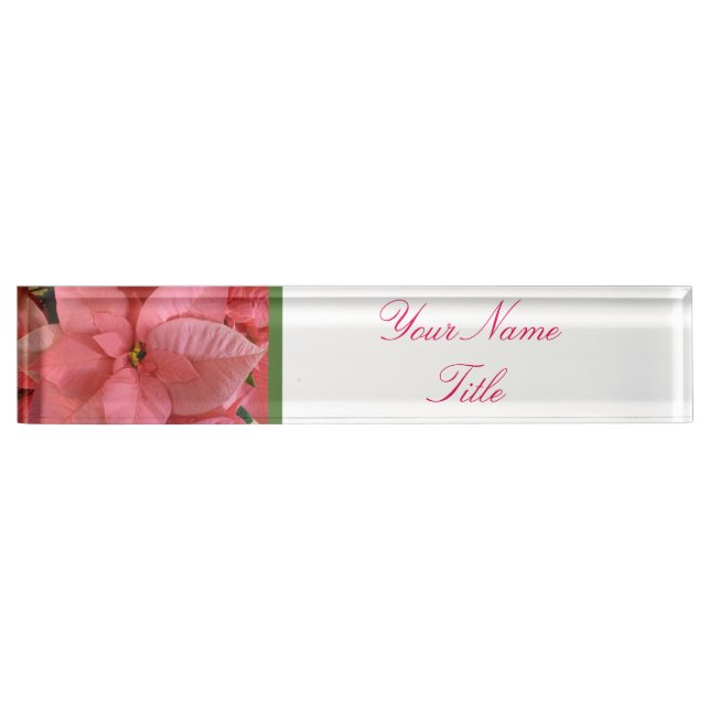 Custom Desk Name Plate Poinsettia Weihnachtsfeier  Namensplakette (Vorderseite)