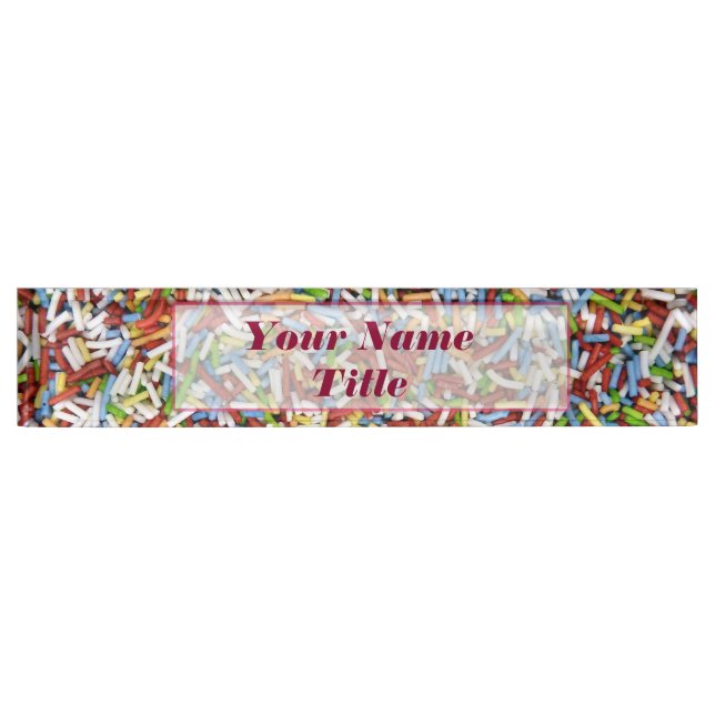 Custom Desk Name Plate Sugar Sprinkles farbenfroh Namensplakette (Vorderseite)