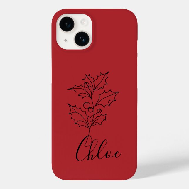Custom Dezember Holly Birth Blume Geschenk Case-Mate iPhone 14 Hülle (Rückseite)