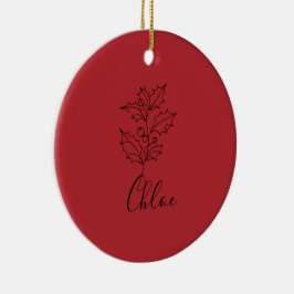 Custom Dezember Holly Birth Blume Geschenk Keramik Ornament