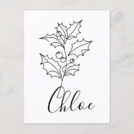 Custom Dezember Holly Birth Blume Geschenk Postkarte