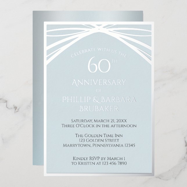 Custom Diamond 60. Wedding Anniversary Party Folieneinladung (Vorderseite/Rückseite)