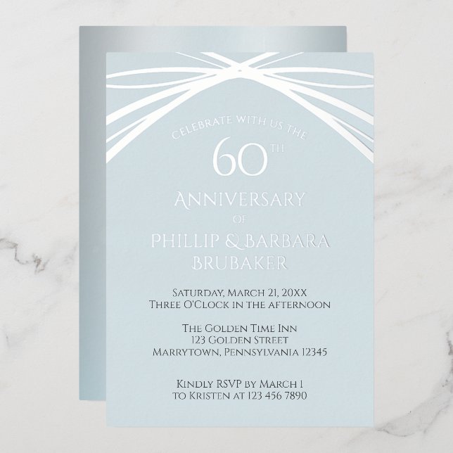 Custom Diamond 60. Wedding Anniversary Party Folieneinladung (Vorderseite/Rückseite)