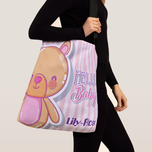 Custom Diaper Bag Hello Baby Tragetaschen Mit Langen Trägern (Von Nahem)