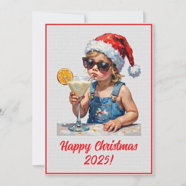 Custom Digital Christmas Baby Drinking Milk Xmas Karte (Vorderseite)