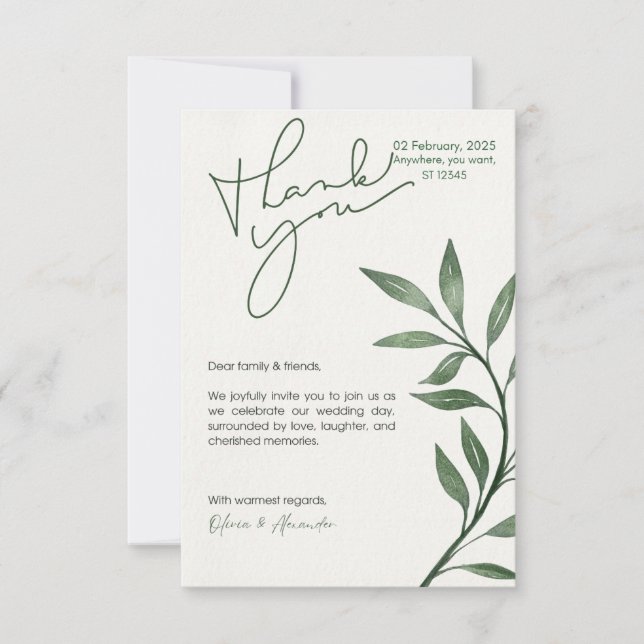CUSTOM DIGITAL GREEN SAGE Wedding Einladung (Vorderseite)