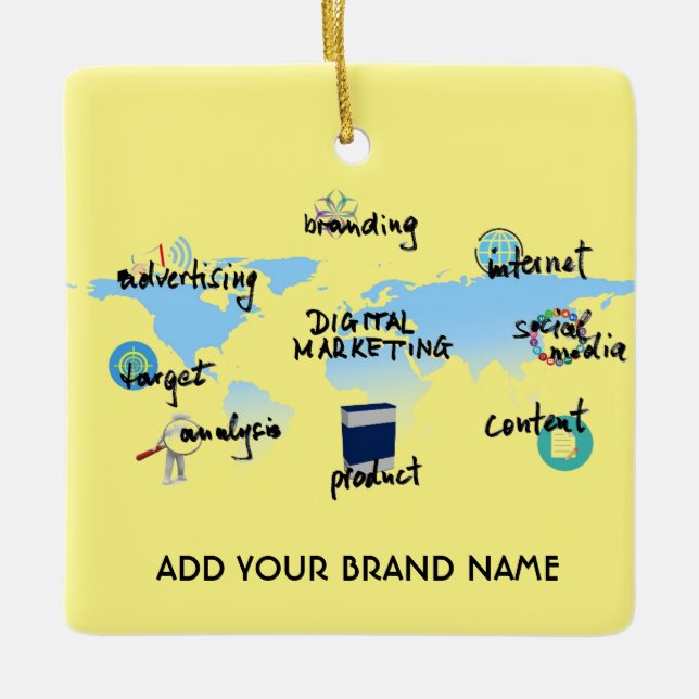 Custom Digital Marketing Keramik Square Ornament (Vorderseite)