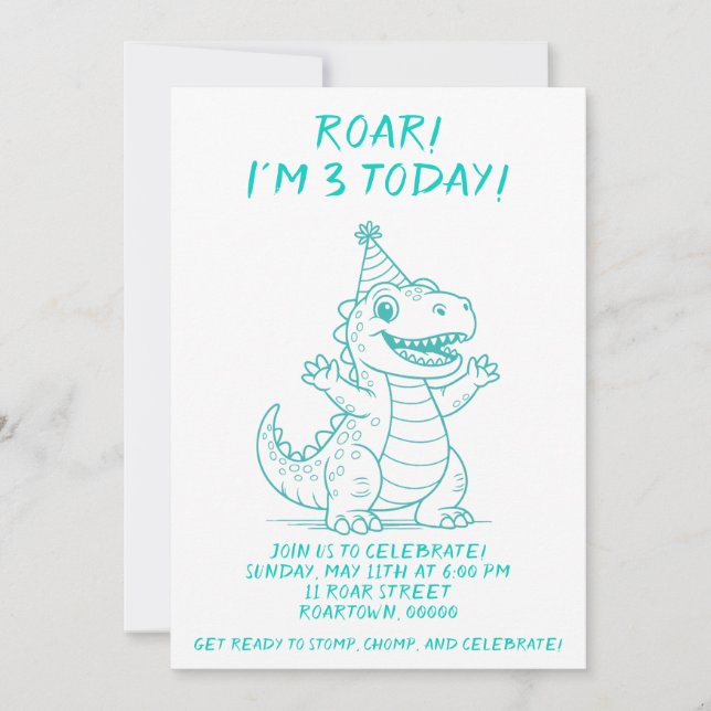 Custom Dinosaur Geburtstagsparty Einladung (Vorderseite)