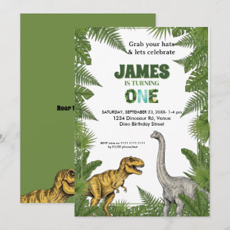 Custom Dinosaur Jungle 1st Birthday Invitation Einladung