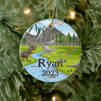 Custom Dinosaur Kindername Keramik Ornament