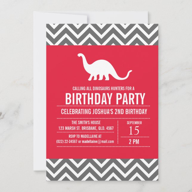 Custom Dinosaurier Geburtstagsparty Einladung für  (Vorderseite)